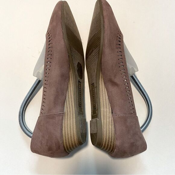 Seychelles Anthologie Point toe low wedge leather cut faux suede brown Deville 9 - Picture 5 of 8